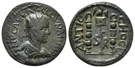 PISIDIA. Antioch. Valerian I, 253-260. Ae. Radiate, draped and cuirassed bust of Valerian I, right. Rev. ANTIOCHO CL around, SR in exergue. Vexillum s...