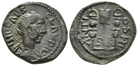 PISIDIA. Antioch. Claudius II Gothicus (268-270). Ae.
Obv: IMP CAES CLAVDIV.
Radiate, draped and cuirassed bust right.
Rev: ANTIOCH CL / S R.
Vexillum...