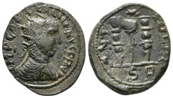 PISIDIA. Antioch. Gallienus (253-268). Ae.
Obv: INP CAI ΛICNI GALIHNVS.
Radiate head right.
Rev: ANTIOCHI CO / S R.
Vexillum topped by eagle and flank...
