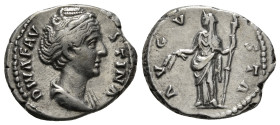 DIVA FAUSTINA I (Died 140/1). Denarius. Rome.
Obv: DIVA FAVSTINA.
Draped bust right.
Rev: AVGVSTA.
Ceres, veiled, standing left, holding torch and gra...