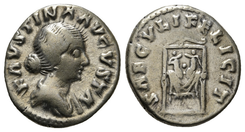 FAUSTINA II (Augusta, 147-175). Denarius. Rome.
Obv: FAVSTINA AVGVSTA.
Diademed ...