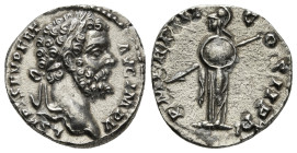 SEPTIMIUS SEVERUS (193-211). Denarius. Rome.
Obv: L SEPT SEV PERT AVG IMP IIII.
Laureate head right.
Rev: P M TR P III COS II P P..
Minerva standing l...