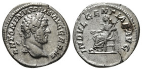 CARACALLA (198-217). Denarius. Rome.
Obv: ANTONINVS PIVS AVG GERM.
Laureate head right.
Rev: INDVLGENTIAE AVG.
Indulgentia seated left, holding patera...