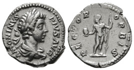 CARACALLA (197-217). Denarius. Rome.
Obv: ANTONINVS PIVS AVG.
Laureate and draped bust right.
Rev: RECTOR ORBIS.
Caracalla as Sol standing facing, hea...