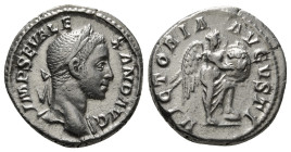 SEVERUS ALEXANDER (222-235). Denarius. Rome.
Obv: IMP SEV ALEXAND AVG.
Laureate head right.
Rev: VICTORIA AVGVSTI.
Victory standing right, with foot s...