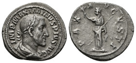 MAXIMINUS THRAX (235-238). Denarius. Rome.
Obv: IMP MAXIMINVS PIVS AVG.
Laureate, draped and cuirassed bust right.
Rev: PAX AVGVSTI.
Pax standing left...