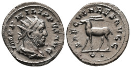 PHILIP I 'THE ARAB' (244-249). Antoninianus. Rome. Saecular Games issue.
Obv: IMP PHILIPPVS AVG.
Radiate, draped and cuirassed bust right.
Rev: SAECVL...