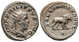 PHILIP I 'THE ARAB' (244-249). Antoninianus. Rome. Saecular Games/1000th Anniversary of Rome issue.
Obv: IMP PHILIPPVS AVG.
Radiate, draped and cuiras...