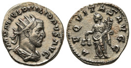 PHILIP I 'THE ARAB' (244-249). Antoninianus. Rome.
Obv: IMP M IVL PHILIPPVS AVG.
Radiate, draped and cuirassed bust right.
Rev: AEQVITAS AVGG.
Aequita...