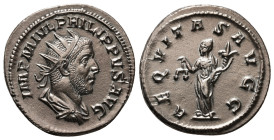 PHILIP I 'THE ARAB' (244-249). Antoninianus. Rome.
Obv: IMP M IVL PHILIPPVS AVG.
Radiate, draped and cuirassed bust right.
Rev: AEQVITAS AVGG.
Aequita...