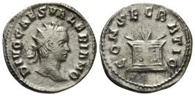 Divus Valerian II, died 258. Antoninianus Rome, 258. DIVO CAES VALERIANO Radiate head of Divus Valerianus II to right. Rev. CONSECRATIO Lighted altar ...