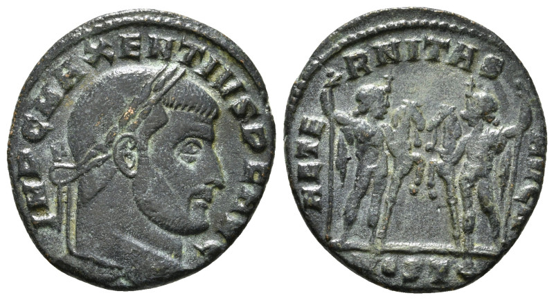 MAXENTIUS (307-312). Follis. Ostia.
Obv: IMP C MAXENTIVS P F AVG.
Laureate head ...
