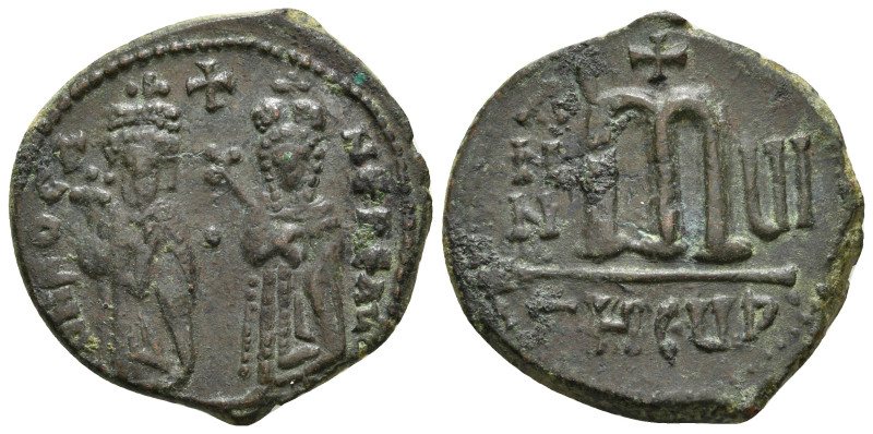PHOCAS with LEONTIA (602-610). Follis. Theoupolis (Antioch). Dated RY 2 (603/4)....