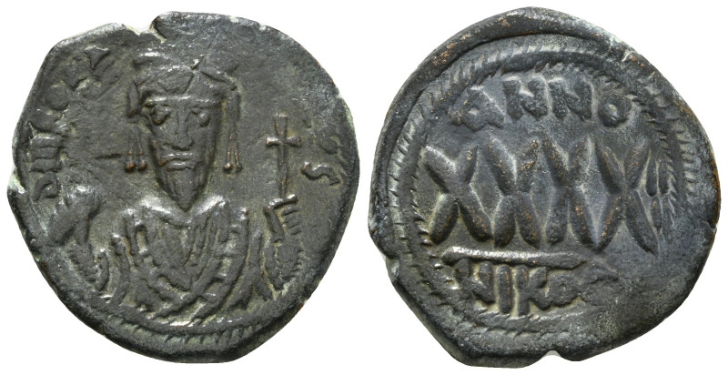 PHOCAS (602-610). Follis. Nicomedia. Dated RY 3 (607/8).
Obv: D N FOCAS EPPAV (S...