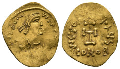HERACLIUS (610-641). GOLD Tremissis. Constantinople.
Obv: δ N ҺЄRACLIЧS T P P AV.
Diademed, draped and cuirassed bust right.
Rev: VICTORIA AVGЧ Є / CO...