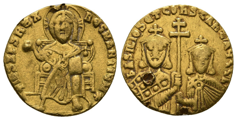 Basil I 'the Macedonian'.
Gold solidus, AD 870-871. Constantinople.
Obv: + IhS X...