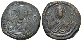 ANONYMOUS FOLLES. Class G. Attributed to Romanus IV (1068-1071). Constantinople.
Obv: IC - XC.
Facing bust of Christ Pantokrator.
Rev: MHP - ΘV.
Facin...