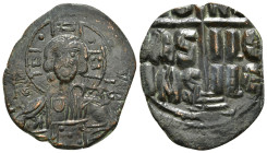 ANONYMOUS FOLLES. Class B. Attributed to Romanus III (1028-1034).
Obv: + EMMA NOVHΛ / IC - XC.
Bust of Christ facing, holding book of Gospels and wear...