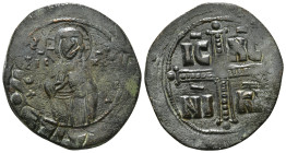 ANONYMOUS FOLLES. Class C. Attributed to Michael IV (1034-1041).
Obv: + ЄMMANOVHΛ / IC - XC.
Christ Antiphonetes standing facing.
Rev: IC - XC / NI - ...