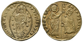 ISLAMIC. Beyliks of Western Asia Minor. Debased GOLD Ducat (After AD 1348). Late 'K' Series. Imitating a Venetian Ducat of Andrea Dandolo (1344-1354)....