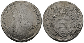 CROATIA. Republic of Ragusa (Dubrovnik). Tallero (1763 GB).
Obv: RECTOR REIP RHACVSIN.
Male bust left, with long wig and fur-trimmed mantle.
Rev: DVCA...