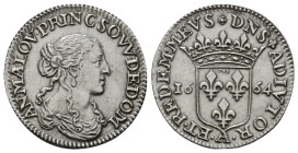 FRANCE. Dombes. Anna Maria Luisa d'Orléans (1627-1693). Luigino or 1/12 Écu (1664-A). Trevoux.
Obv: AN MA LOV PRINC SOVV DE DOM.
Draped bust right.
Re...