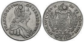 HOLY ROMAN EMPIRE. Franz I (1745-1765). 7 Kreuzer (1762-KB). Kremnica.
Obv: FRANC D G R I S A GE IER R LO B M H D.
Laureate and armored bust right.
Re...