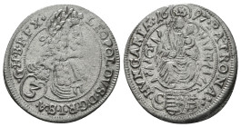 HOLY ROMAN EMPIRE. Leopold I (1657-1705). 3 Kreuzer (1697). Pressburg.
Obv: LEOPOLDVS D G R I S A G H B REX.
Laureate, draped and armored bust right.
...