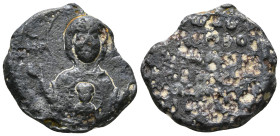 Byzantine Lead Seal.
Virgin orans, medallion between hands
14,20 g - 25,64 mm