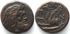 CIMMERIAN BOSPOROS. Pantikapaion, AE 21mm 310-303 BC, Pan / griffin, sturgeon XF!