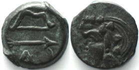 CIMMERIAN BOSPOROS. Pantikapaion, AE 20mm 300-250 BC, Pan / bow, arrow AU!