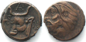 CIMMERIAN BOSPOROS. Pantikapaion, AE 17mm 325-310 BC, Pan / bull AU!