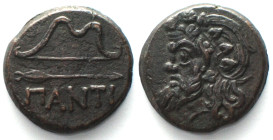 CIMMERIAN BOSPOROS. Pantikapaion, AE 26mm 340-325 BC, Pan / bow, arrow AU!