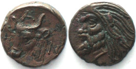 CIMMERIAN BOSPOROS. Pantikapaion, AE 17mm 325-310 BC, Pan / bull AU!