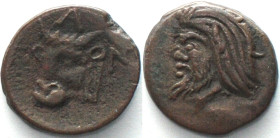 CIMMERIAN BOSPOROS. Pantikapaion, AE 18mm 325-310 BC, crude style Pan / bull XF