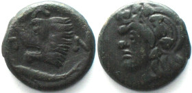 CIMMERIAN BOSPOROS. Pantikapaion, AE 19mm 310-304 BC, Pan / lion & sturgeon, aXF