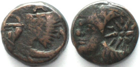 CIMMERIAN BOSPOROS. Pantikapaion, AE 21mm 300-250 BC, Pan / lion COUNTERSTAMPED, VF-XF