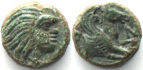 CIMMERIAN BOSPOROS. Pantikapaion, AE 14mm 325-310 BC, Pan / Pegasos, XF