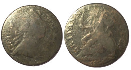 GREAT BRITAIN. 1777 GEORGE III Evasion Halfpenny, GOD SAVE TH KIN / BRITANNIA RULES, copper