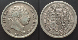 GREAT BRITAIN Shilling 1816 GEORGE III silver XF