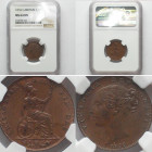 GREAT BRITAIN. Farthing 1838 VICTORIA, copper, NGC MS 64 BN