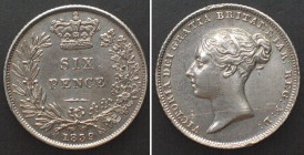 GREAT BRITAIN. 6 Pence 1839 VICTORIA silver AU!