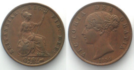 GREAT BRITAIN. 1/2 Penny 1854, Victoria, copper, AU