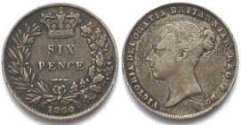 GREAT BRITAIN. 6 Pence 1860 VICTORIA silver VF