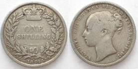 GREAT BRITAIN. Shilling 1874, die number 15, VICTORIA, silver aVF