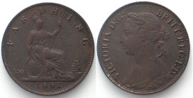 GREAT BRITAIN. Farthing 1881, VICTORIA bronze XF!