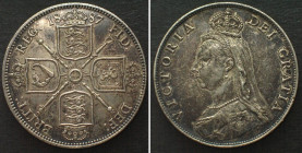 GREAT BRITAIN. Florin 1887, VICTORIA silver AU!