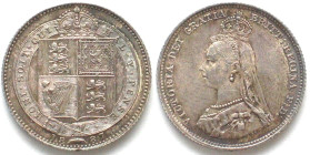 GREAT BRITAIN. Shilling 1887 VICTORIA silver UNC!