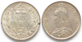 GREAT BRITAIN. 6 Pence 1888, VICTORIA silver UNC!