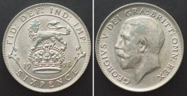 GREAT BRITAIN. 6 Pence 1918, GEORGE V, silver UNC!